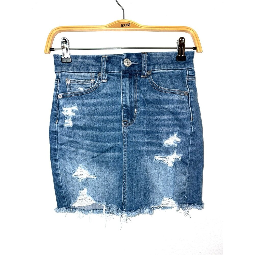 American Eagle Super Stretch Curvy Hi-Rise Mini Denim Skirt Size 00 Reg